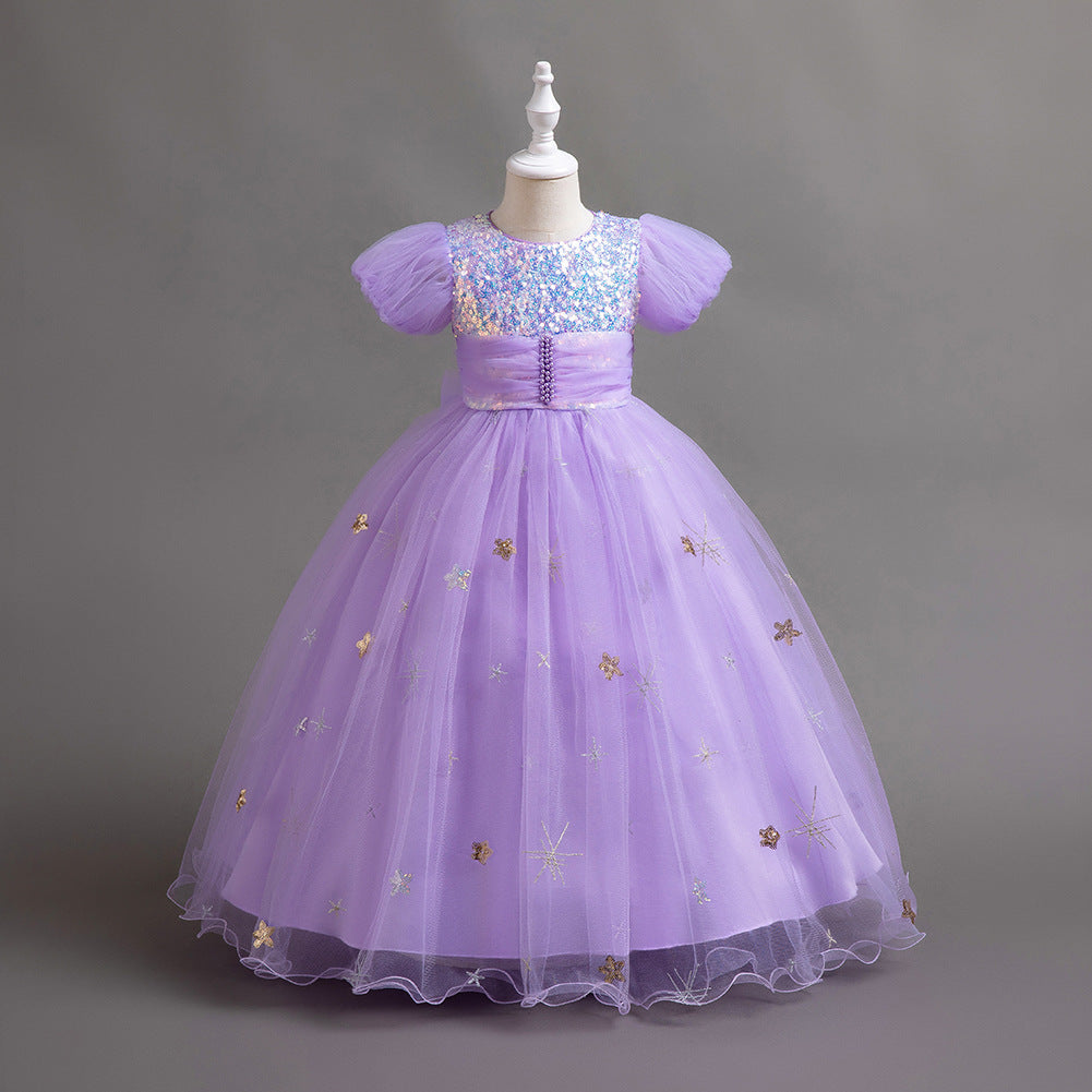 Vestido de fiesta infantil con estrellas brillantes