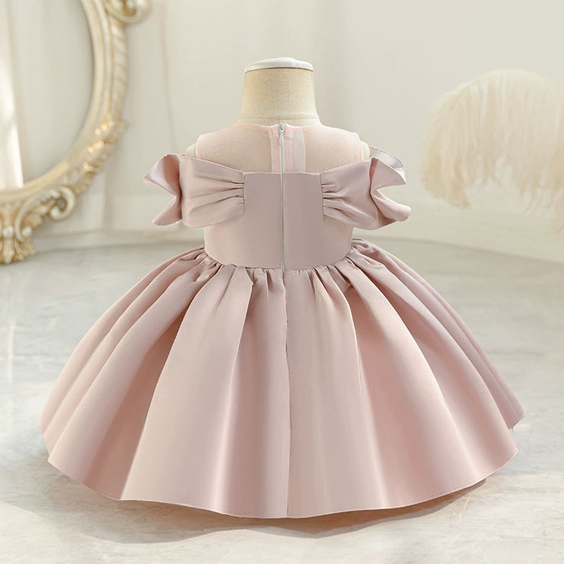 Delicate Pearl Bow Party Dress