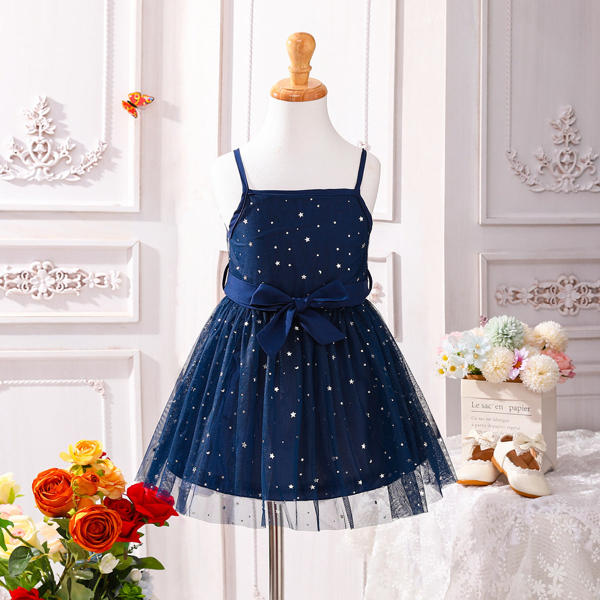 Vestido Infantil Estrellas Tul