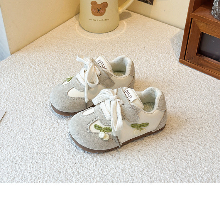 Children's Sneakers with Cherry Embroidery