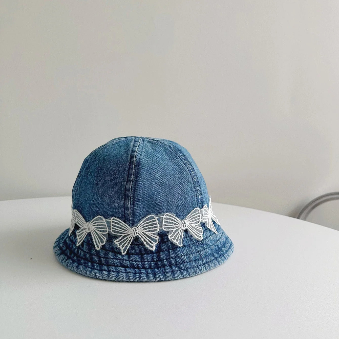 Children's Jeans Hat with Little Flowers