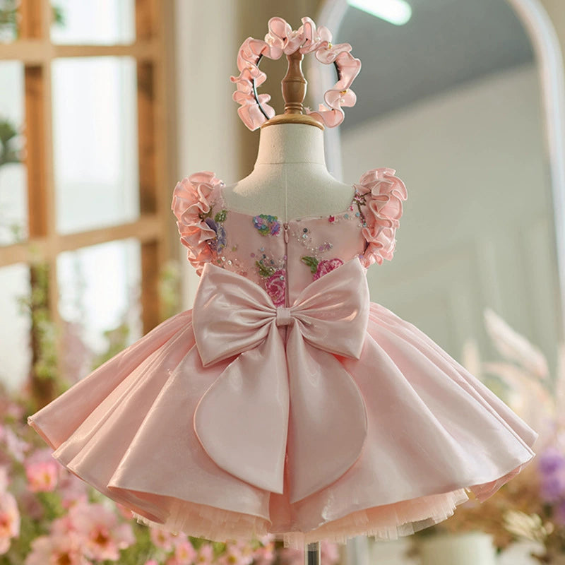 Girls' Party Dress with Flowers