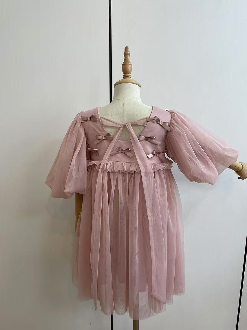 Pink Children's Dress with Bows