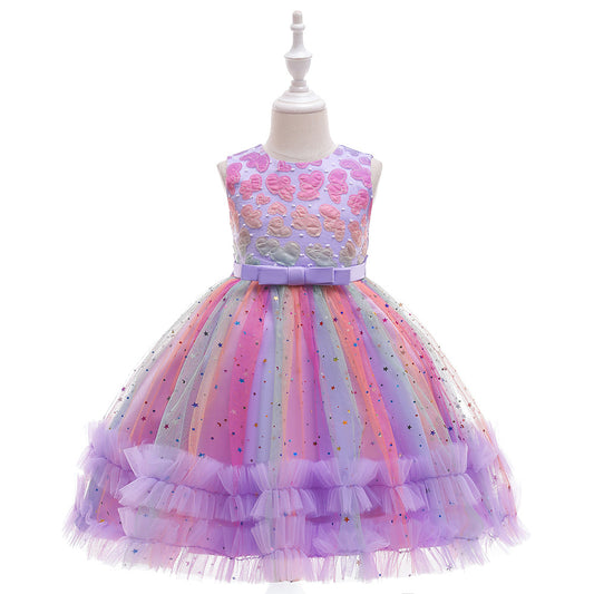 Vestido de fiesta con estrellas de tul de colores