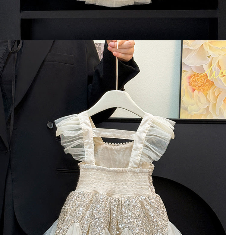 Shiny Children's Dress with Tulle