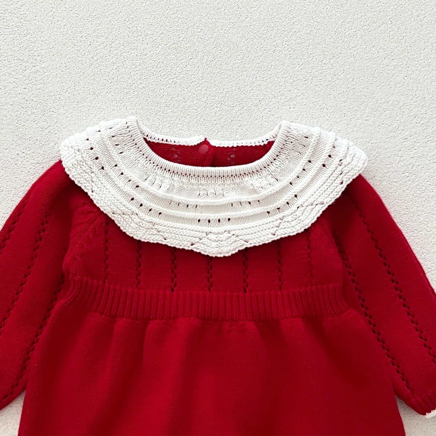 Red Knitted Baby Bodysuit