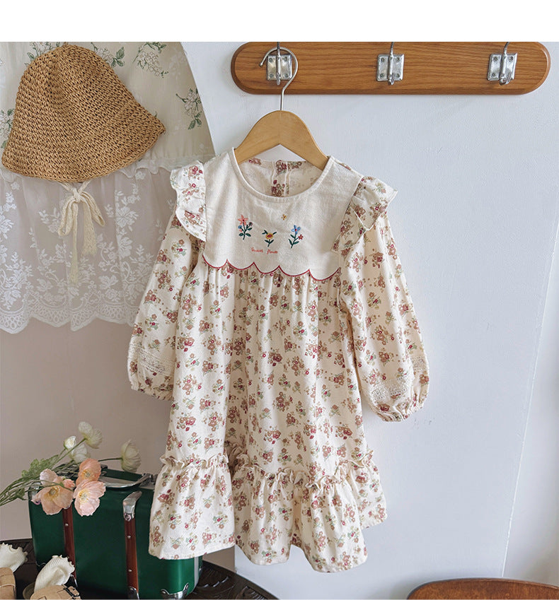 Children's Dress with Flowers and Ruffles