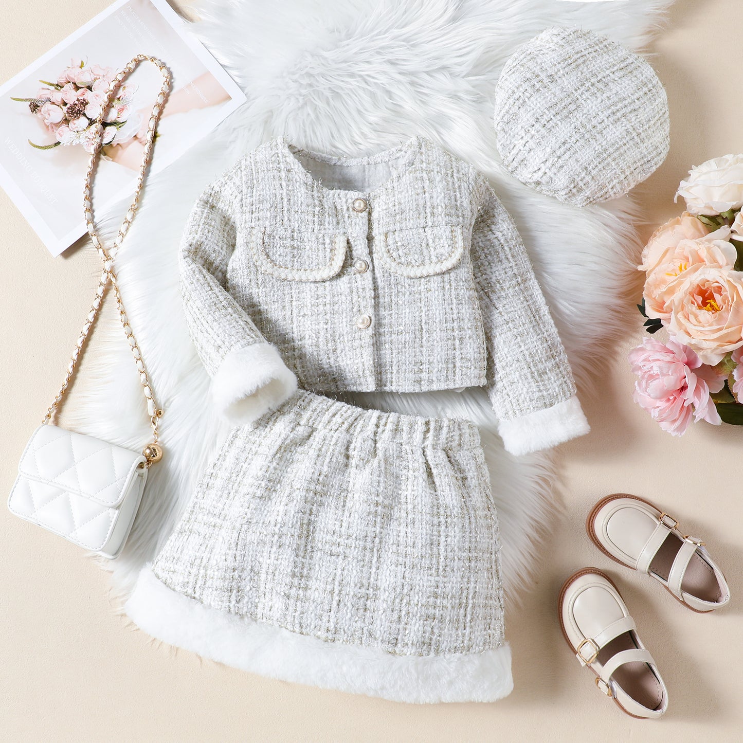 Girls' Tweed Furry Set