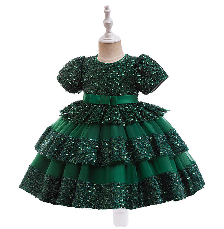 Shiny Layered Kids Party Dress
