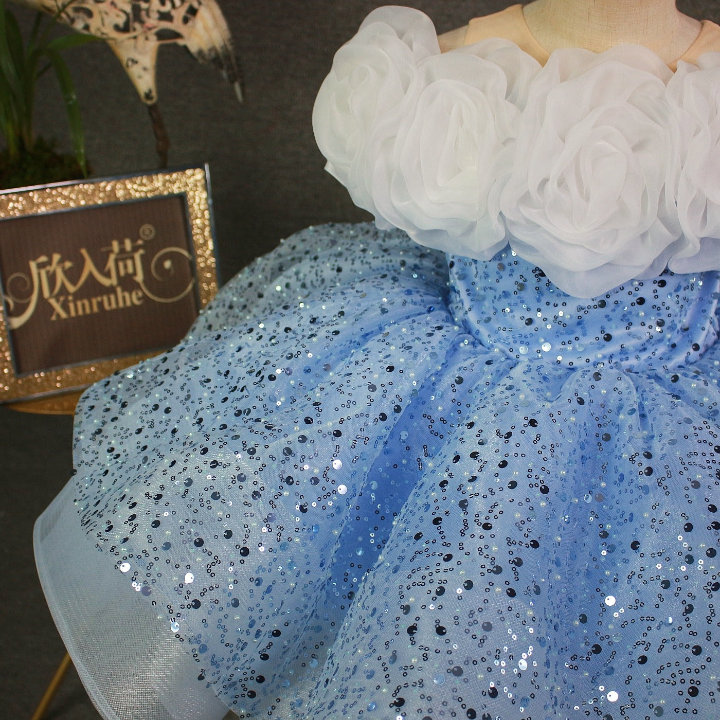 Children's Dress with Sparkling Flowers