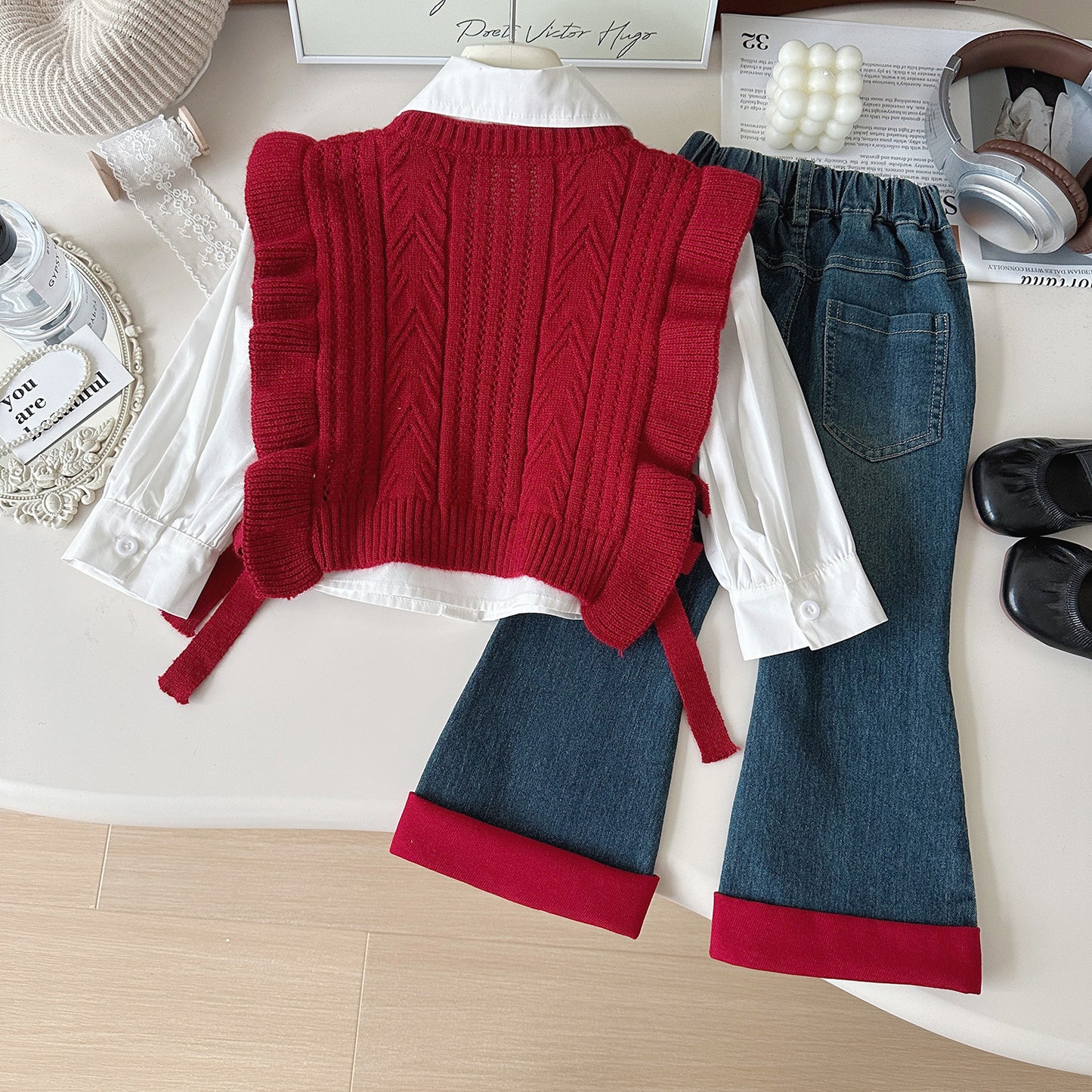 Conjunto de 3 piezas de chaleco para mujer y niño