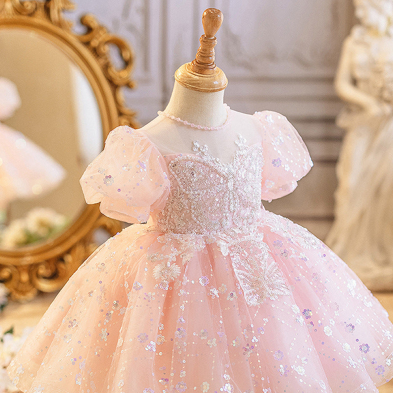 Children's Butterfly Sequin Party Dress