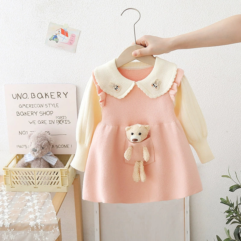 Teddy Bear Collar Knit Dress