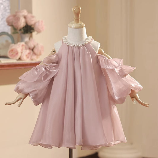 Children's Puffy Dress with Pearls