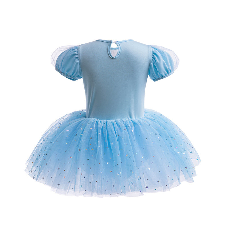 Vestido infantil de princesa con estrellas de tul
