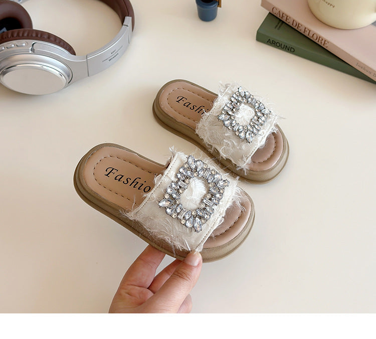 Chanclas con diamantes de imitación para niñas