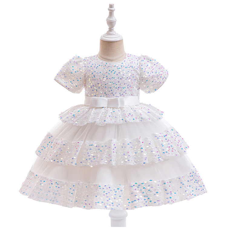 Shiny Layered Kids Party Dress