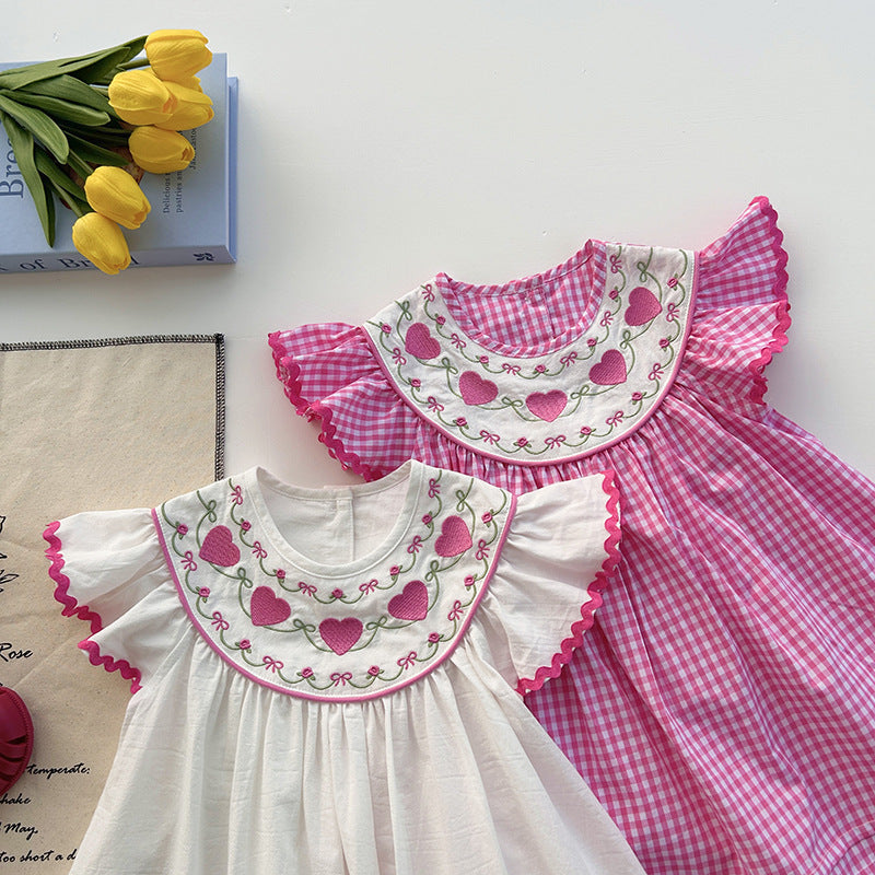 Children's Dress with Hearts Collar