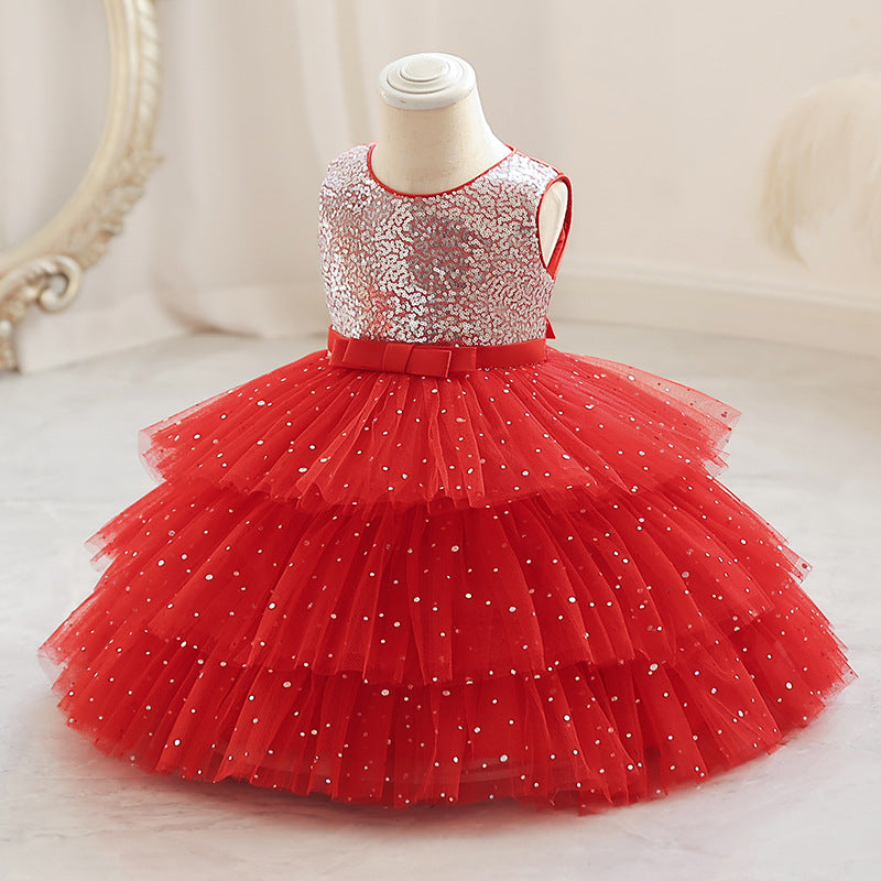 Shiny Tulle Layered Party Dress