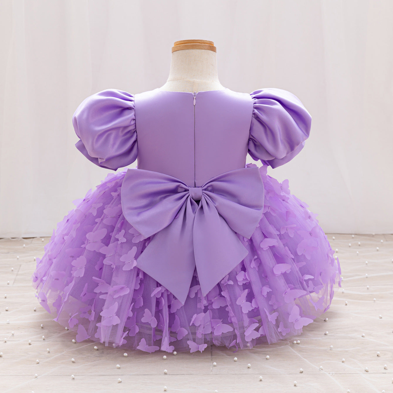 Children's Party Dress with Butterflies and Bows