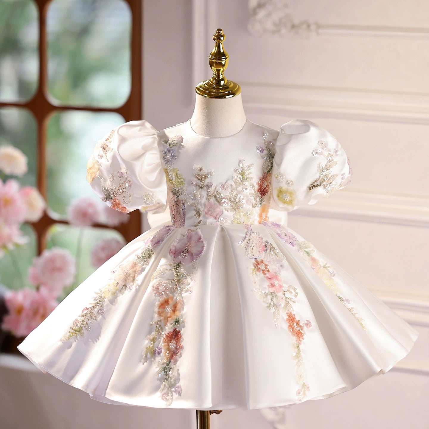 Children's Party Dress Flowers Puffant
