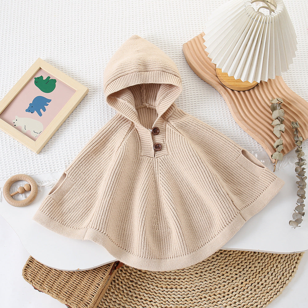 Children's Knitted Poncho with Hood