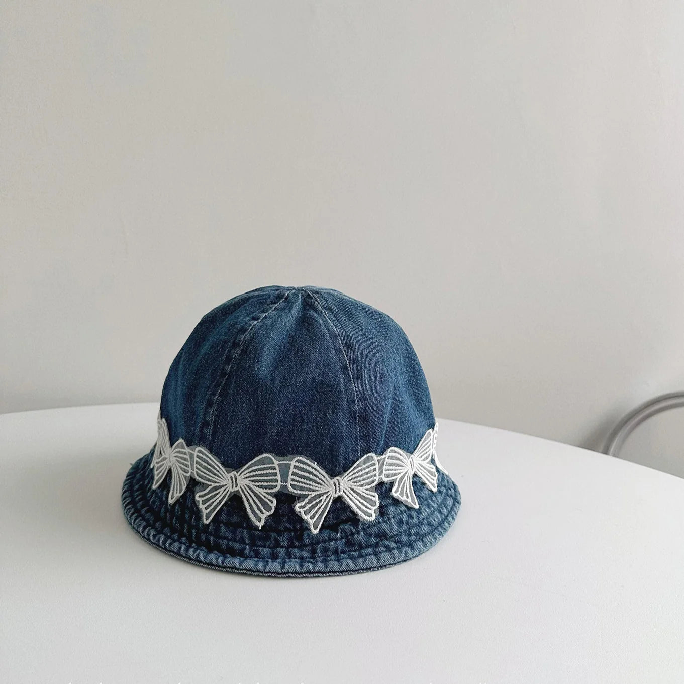 Children's Jeans Hat with Little Flowers