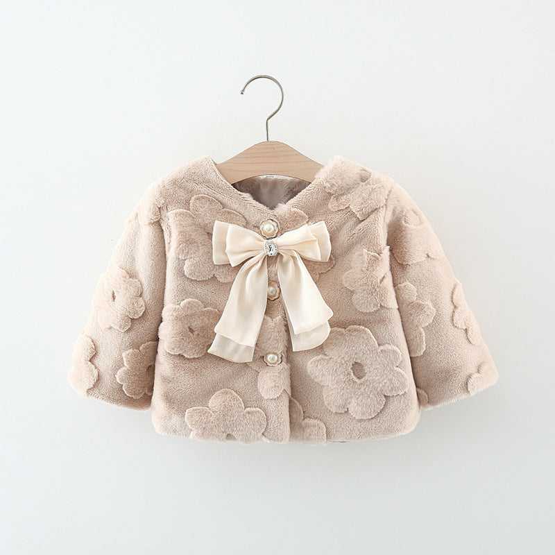 Girls’ Floral Coat with Bow