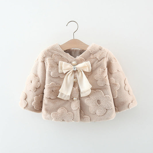 Girls’ Floral Coat with Bow