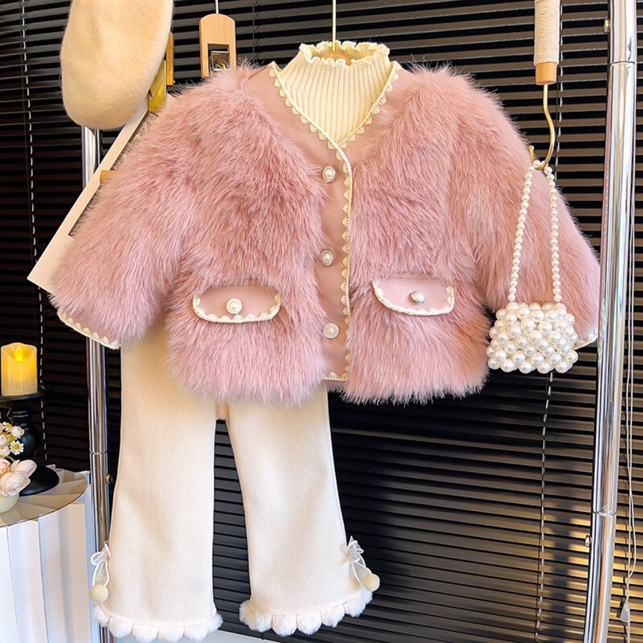 Girls' Fur and Pearls Coat