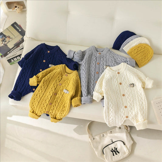 Knitted Baby Onesie Bear