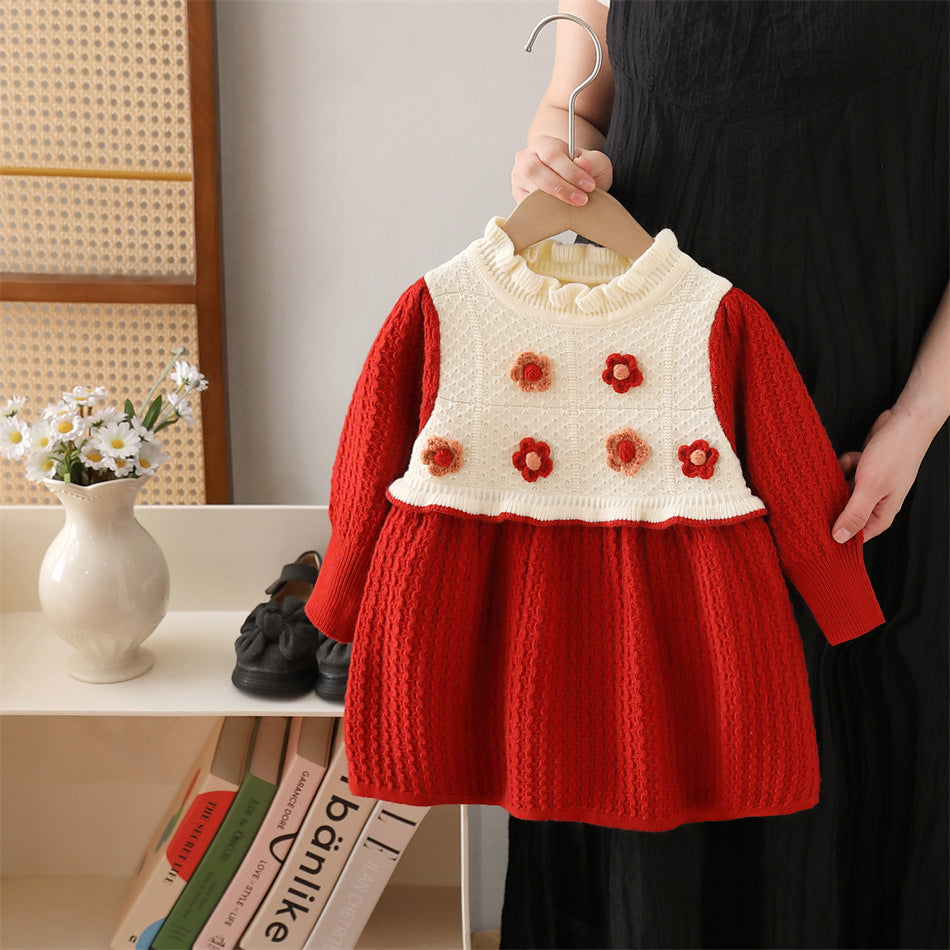 Children's Knitted Flower Dress
