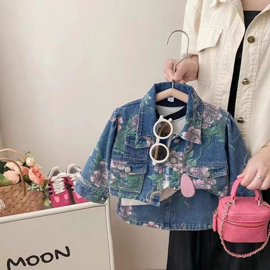 Conjunto de jeans florales para niña