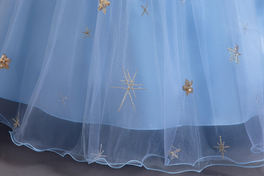Vestido de fiesta infantil con estrellas brillantes