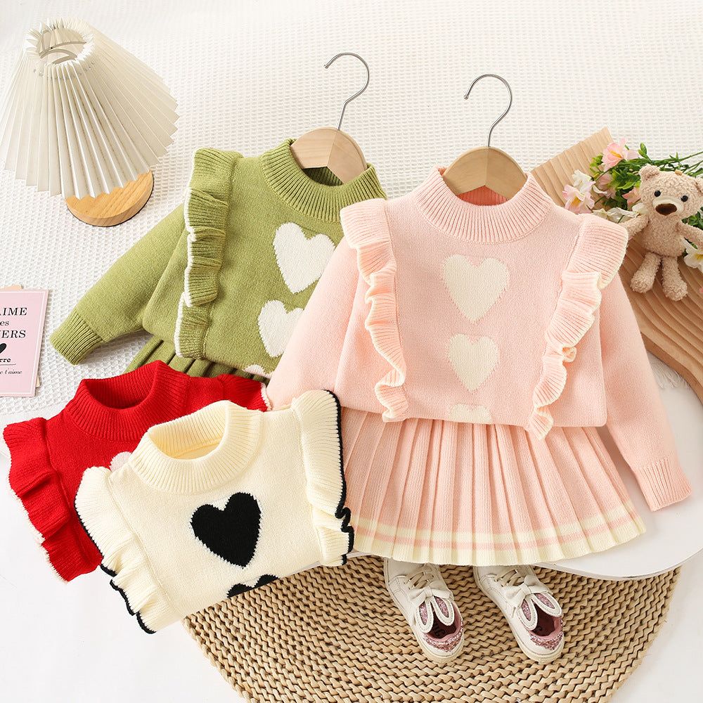 Conjunto de punto con forma de corazón para niña