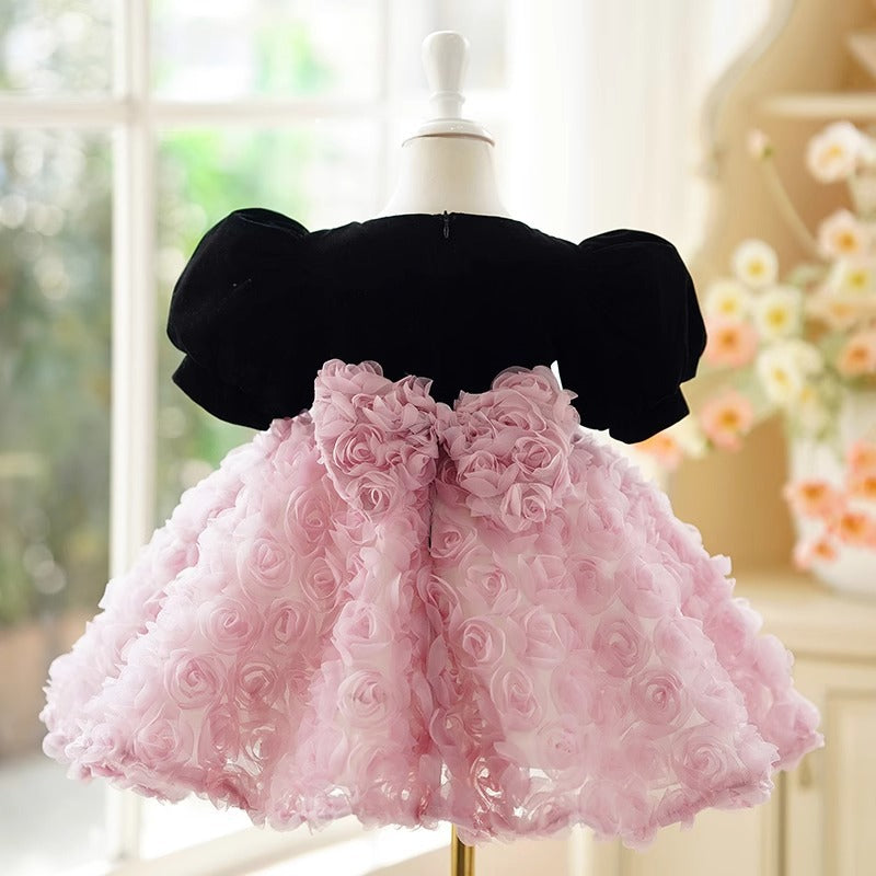 Vestido Infantil Flores y Piedras