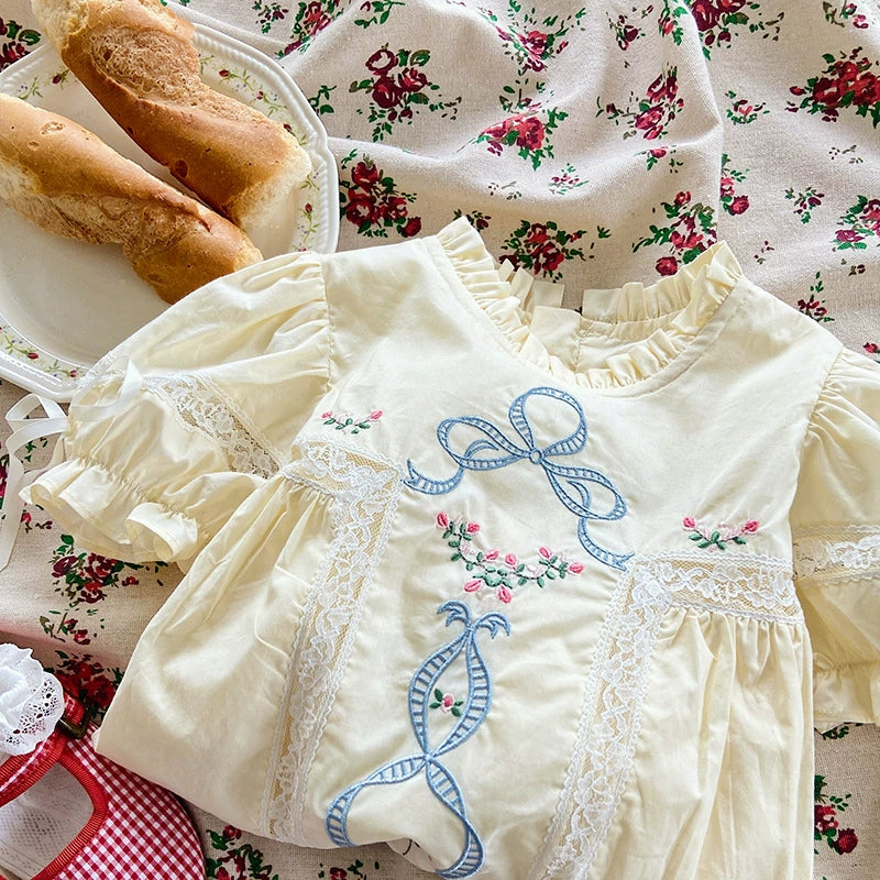 Children's Dress with Lace and Flowers