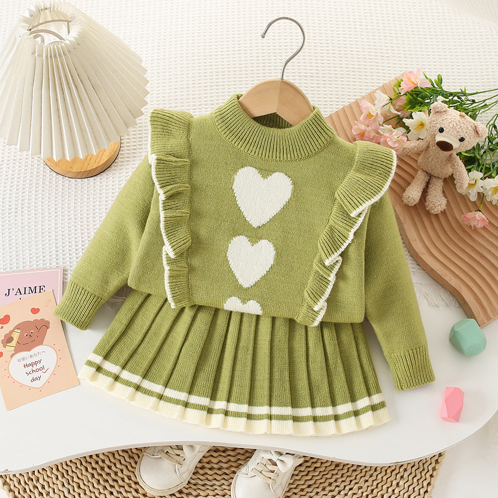 Conjunto de punto con forma de corazón para niña
