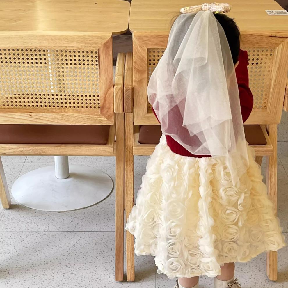 Children's Dress with Bow Flowers