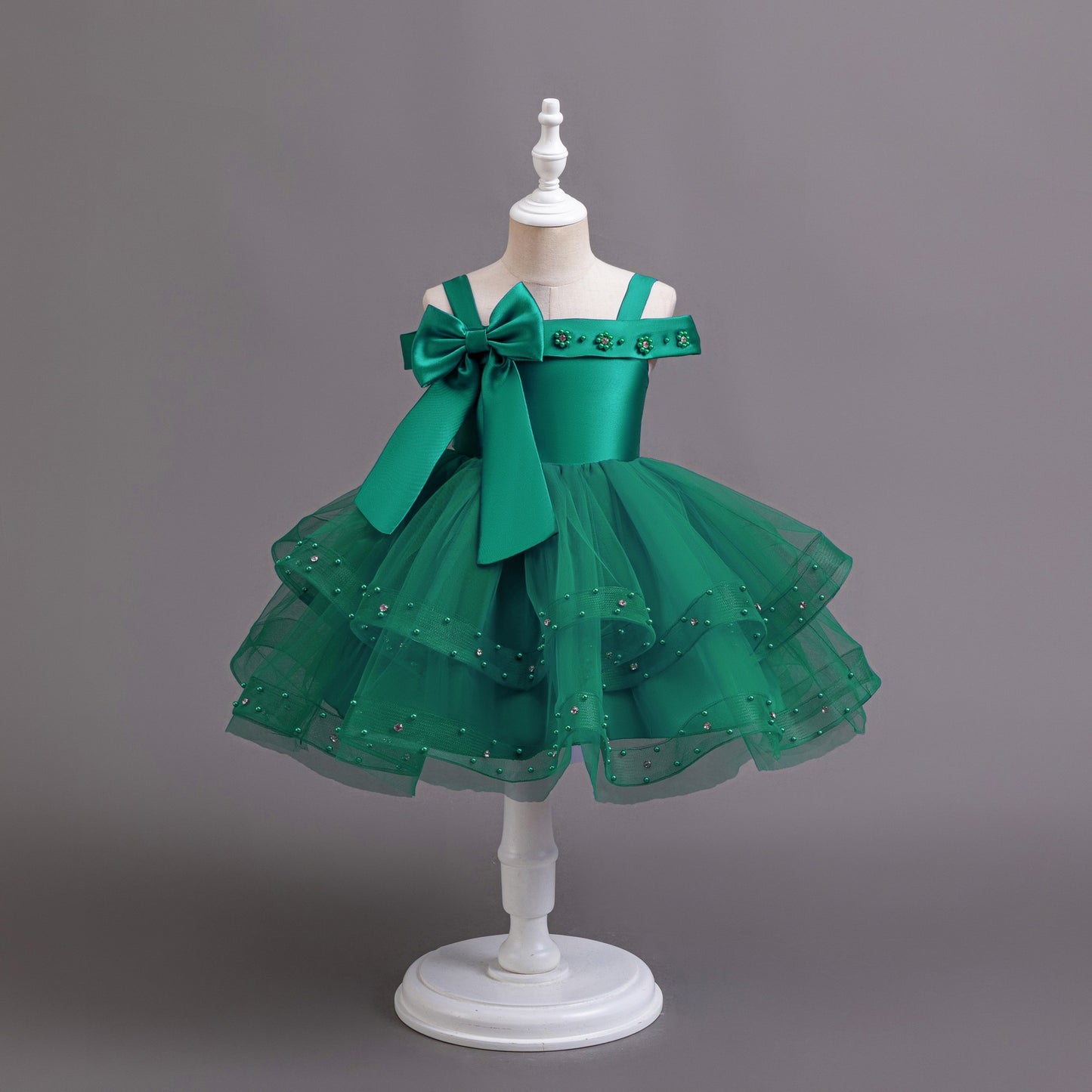 Children's Party Dress with Pearls and Bow