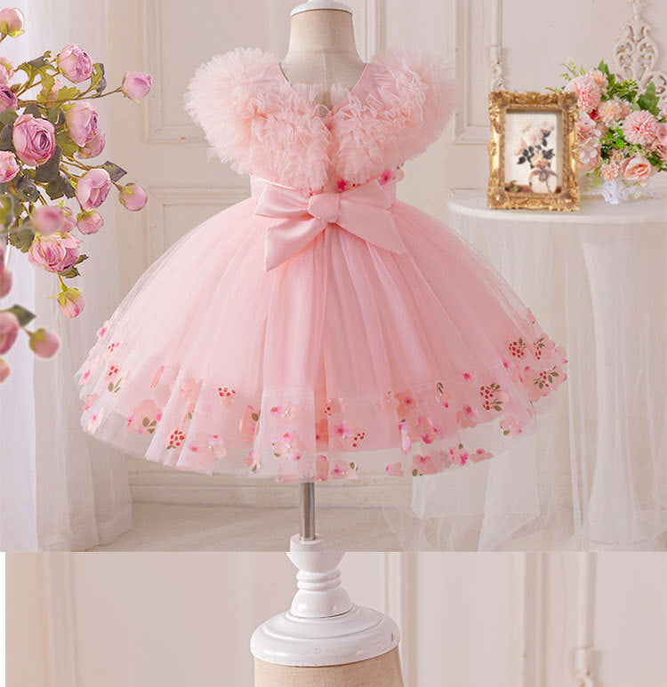 Puffy Children's Dress with Flowers