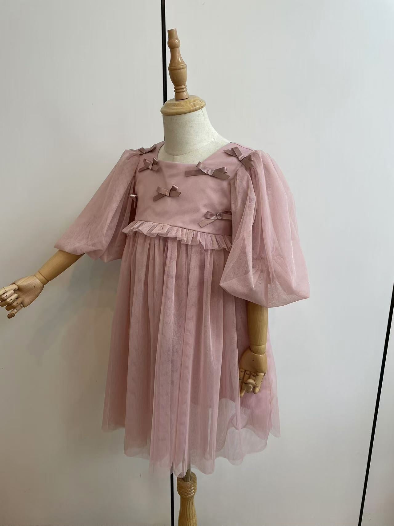 Pink Children's Dress with Bows