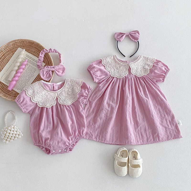 Body/ Pink Dress with Lace for Children