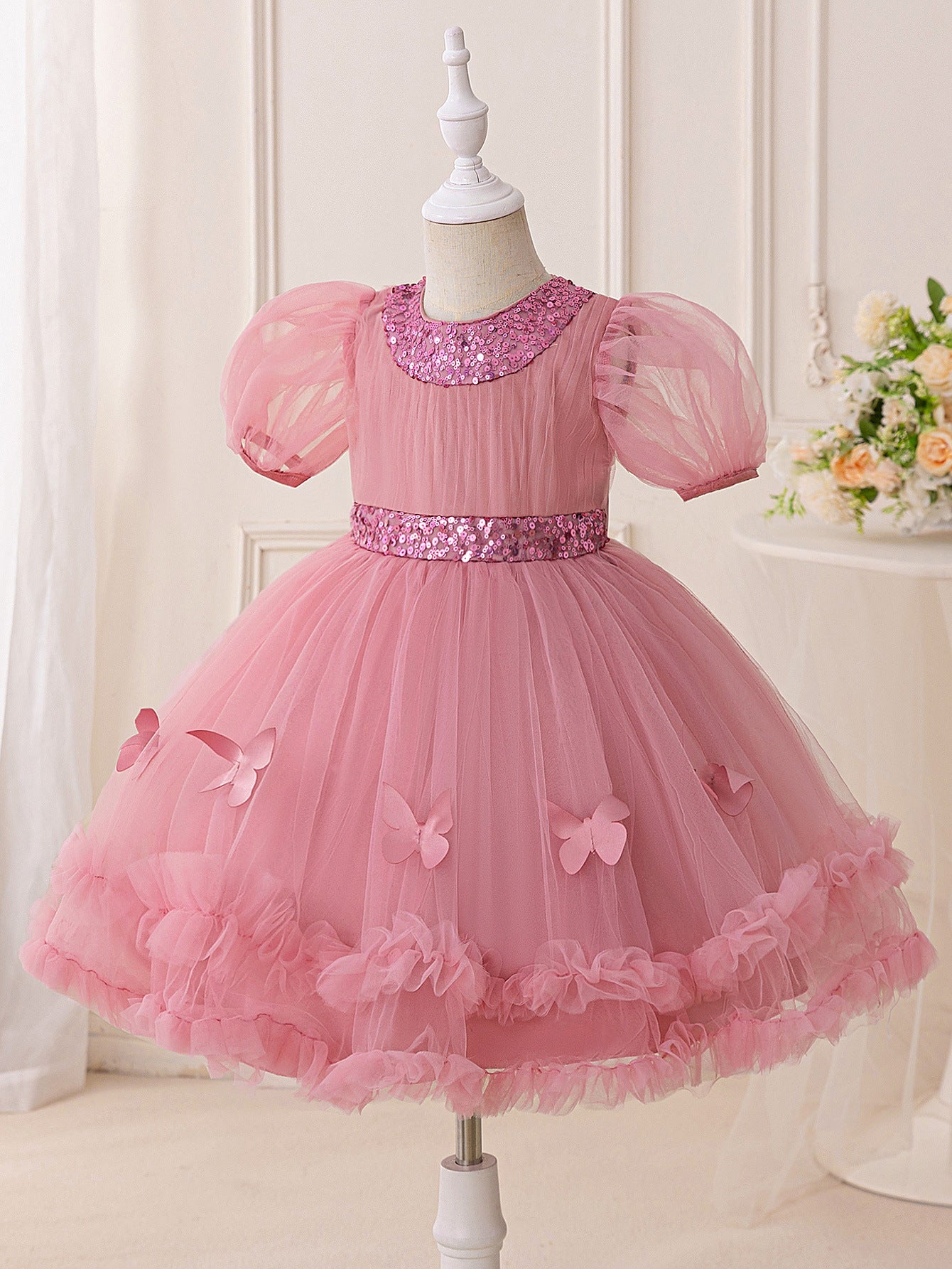 Pink Sparkly Butterfly Party Dress
