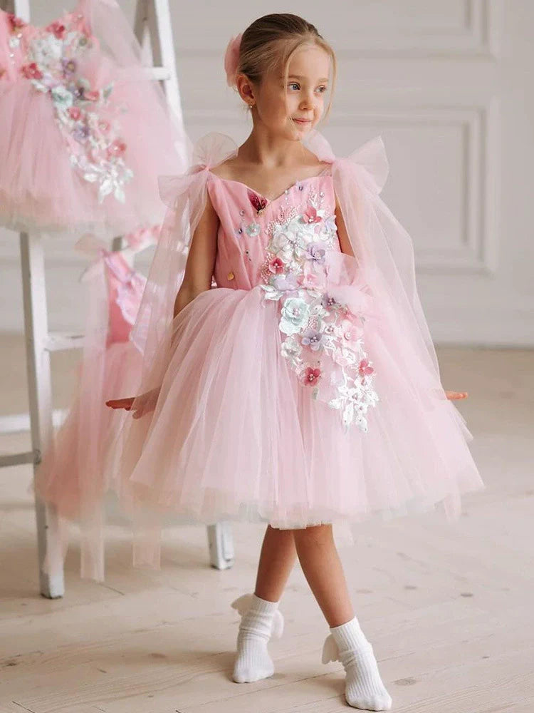 Children's Tulle Flower Party Dress