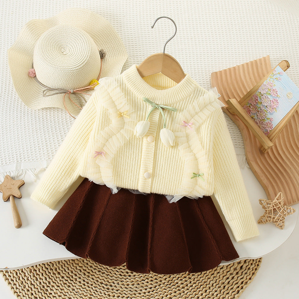 Conjunto de punto infantil Tulipanes