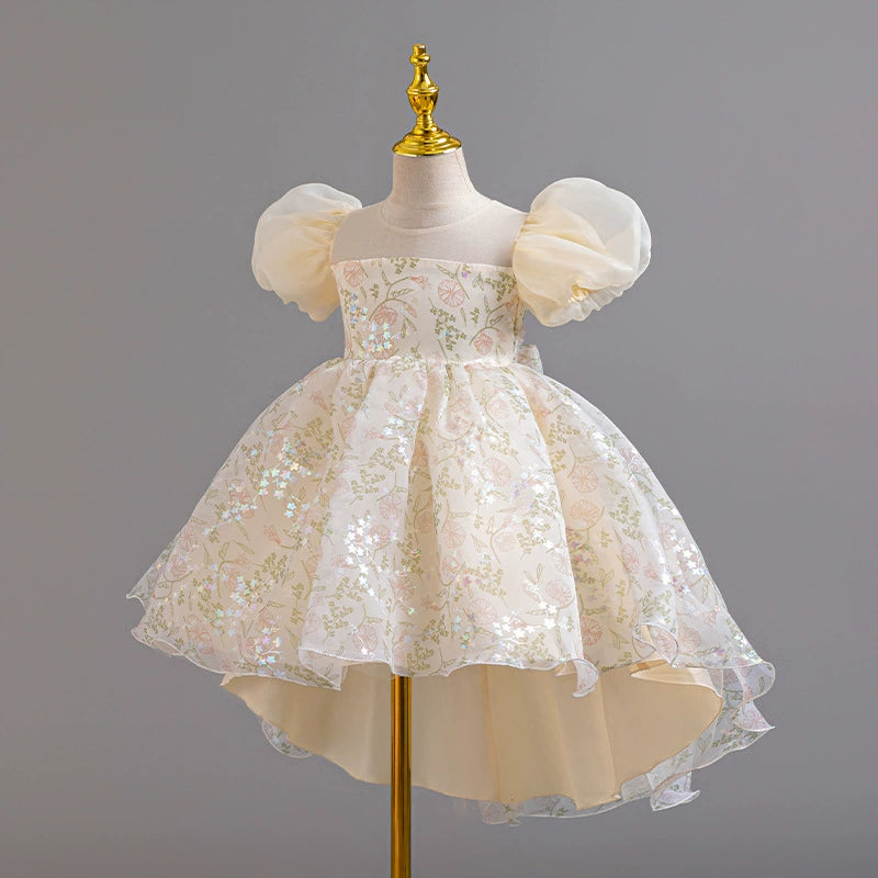 Vestido infantil con flores brillantes