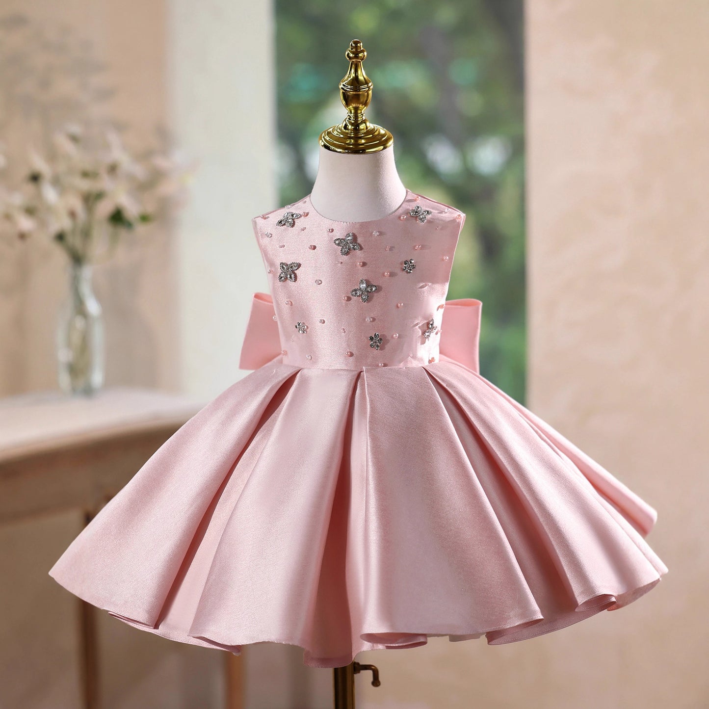 Children's Party Dress with Stones and Bow