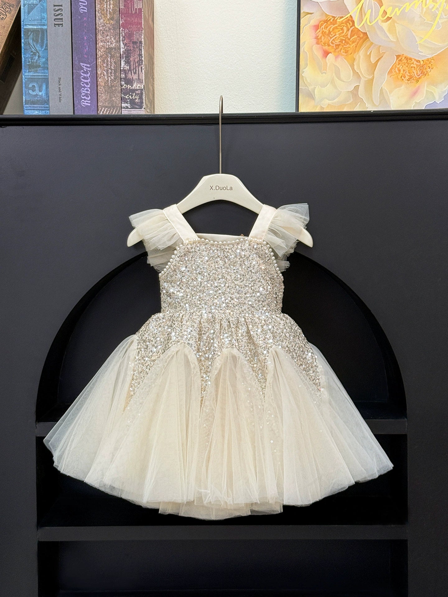 Shiny Children's Dress with Tulle