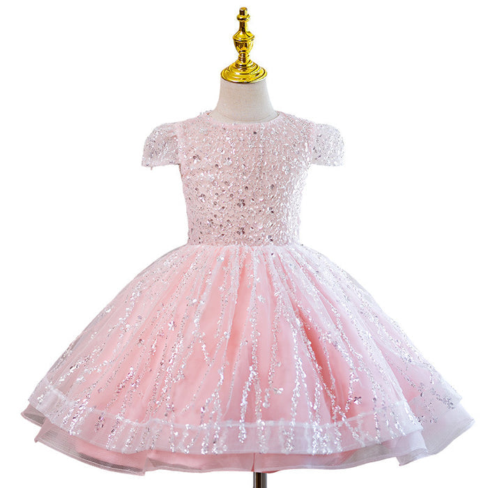 Vestido de fiesta infantil rosa brillante
